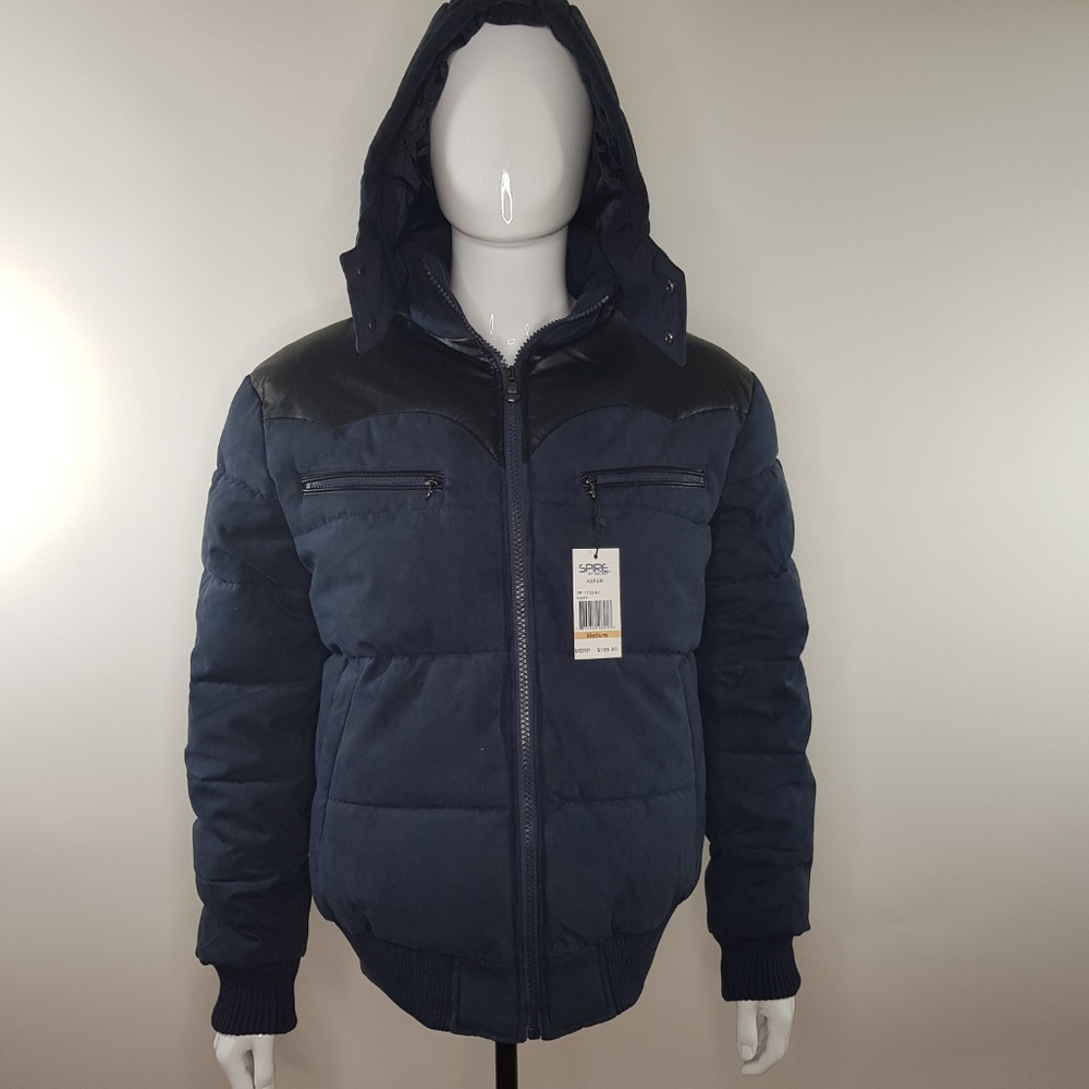 Men's Bomber Heavyweight Jacket with Trim Navy